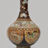 Japanese cloisonné enamel vase decorate with ho-o mythical  birds, Meiji Period