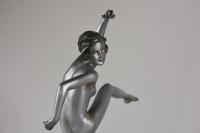 Art Deco cold painted bronze figure of a naked female dancer by Josef Lorenzl.