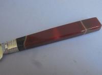 A very fine set of six silver gilt agate handled knives made in london in 1847 by George Adams