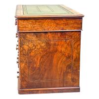 Small 19th Century Burr Walnut Pedestal Desk