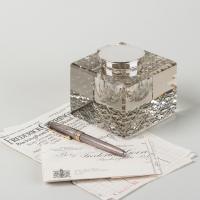 Silver and Cut Glass Inkwell