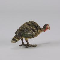 Early 20th Century cold-painted Austrian bronze entitled "Feeding Turkey" by Franz Bergman