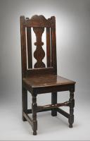 Fine Early Splat Back Side Chair With shaped Crest and Stylised Vase Splat Solid Richly Patinated and Burnished Oak English, c.1690