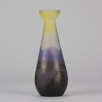 Art Nouveau cameo glass vase entitled "Slender Landscape Vase" by Gallé - Cicra 1900