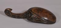 S/5316 Antique Treen 19th Century Carved Birch Love Spoon