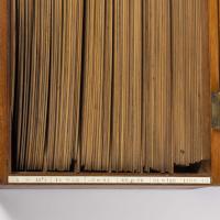 Cased set of pearwood drawing radii curves by Stanley of London
