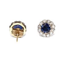 Sapphire and Diamond Cluster Earrings circa 1950