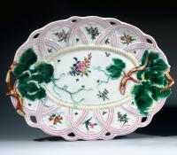 First Period Worcester Pair of Porcelain Leaf Serving Dishes, Circa 1758-60.