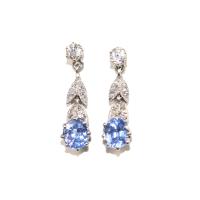 Art Deco Sapphire and Diamond Drop Earrings circa 1930