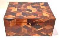 Tunbridge Ware jewel box with perspective cubes