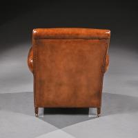 Antique Leather Upholstered Club Armchairs