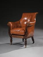 Brass Inlaid Library Bergere Armchair