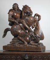 Nineteenth Century oak carving of St. George and Dragon