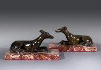 Pair of Regency Bronze Greyhounds