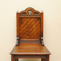 A Pair of 19th Century Gothic Design Pitch Pine Hall Chairs