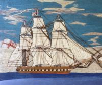 Sailor's Woolwork of A Confederate & British Ship Passing on the High Seas