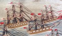 British Sailor's Woolwork of a Fleet of Nine Royal Navy Ships, Circa 1860-75