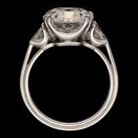 4.63ct Old Mine Brilliant Cut Diamond Ring With Pear Shape Shoulders