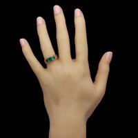 Hancocks 1.54ct Colombian Emerald and 18ct Gold Three Stone Gypsy Ring