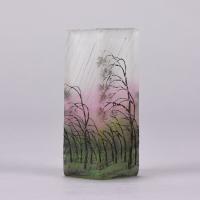 20th Century Enamalled Glass Vase Entitled "Paysage Pluvoise" by Daum Frères - Circa: 1900