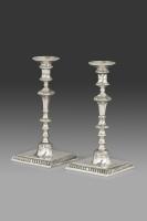 Pair of 18th Century Chinese Export Paktong Candlesticks