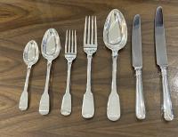 Georgian silver fiddle pattern cutlery flatware Eley Fearn and Chawner silver 