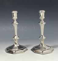 Queen Anne George 1octagonal silver candlesticks 1714/1737 Joseph Bird and John Eckfourd