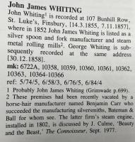 John James Whiting and George Whiting Silversmith 