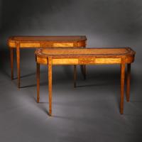 George III Polychrome-Decorated Satinwood Console Tables