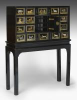 17th Century Italian Ebony and Pietre Dure Cabinet on Stand 