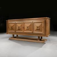 Gaston Poisson French Art Deco Cerused Oak And Bronze Sideboard
