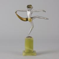 Art Deco Cold-Painted Bronze Sculpture entitled "Scarf Dancer" by Josef Lorenzl
