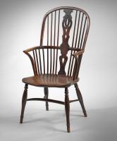 Nineteenth Century yew and elm high back windsor armchair