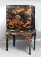 A William and Mary Black Lacquer Cabinet on Stand Angle