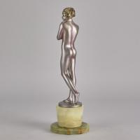 Cold-Painted Art Deco Bronze Sculpture entitled "Coy Girl" by Josef Lorenzl