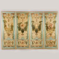 Painted Four-Fold Screen In the Rococo Manner