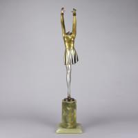 Early 20th Century Cold-Painted Bronze entitled "Art Deco Dancer" by Josef Lorenzl