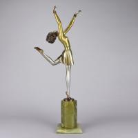 Early 20th Century Cold-Painted Bronze entitled "Art Deco Dancer" by Josef Lorenzl