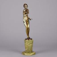 Early 20th Century Austrian Cold-Painted Bronze "Modesty" by Josef Lorenzl