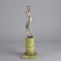 Cold-Painted Bronze entitled "Art Deco Lady" by Josef Adolf - Circa 1930