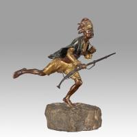 Early 20th Century Cold-Painted Bronze entitled "Running Warrior" by Franz Bergman