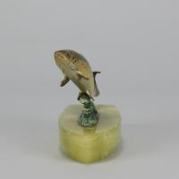 Early 20th Century Cold-Painted Vienna Bronze Sculpture entitled "Leaping Salmon" - Circa 1900