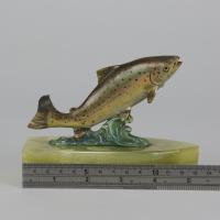 Early 20th Century Cold-Painted Vienna Bronze Sculpture entitled "Leaping Salmon" - Circa 1900