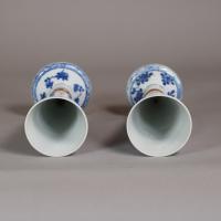 interior and rims of conical kangxi blue and white cups