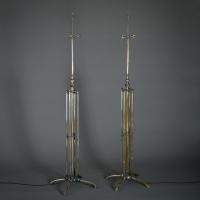 Rare Pair of Silvered Brass Standard Lamps By W.A.S. Benson