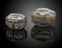 Two little rock crystal boxes with silver gilt mounts