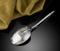 Silver folding Spoon / Fork travelling set; circa 1580