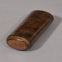 S/5446 Antique Treen 19th Century Masur Birch Oval Tobacco Box