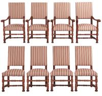 Set of Eight Fruitwood Chairs, Late 19th Century