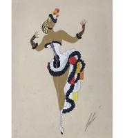 Mid 20th Century Art Deco Origianl Gouache Painting entitled "La Violan" by Erté